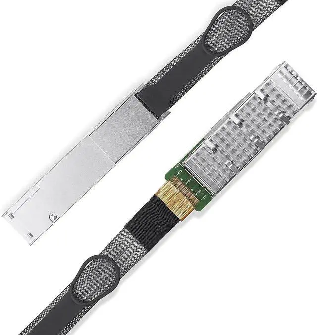 Alt view image 4 of 5 - 10Gtek 100G QSFP28 to QSFP28 Extender Cage with EEPROM on Extender Side, 3M Flat Cable in Nylon Jacket, 30AWG, 50cm