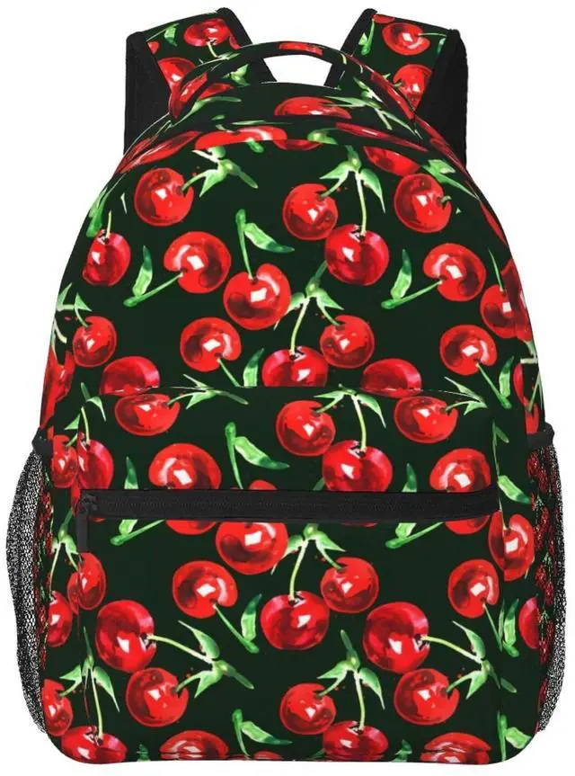 Main image of UEQIKI Cherry Watercolor Lightweight Travel Backpack With Zipped Front Pocket Printed Laptop Bag Fashion Casual Daypack For Work, Hiking, Camping Unisex