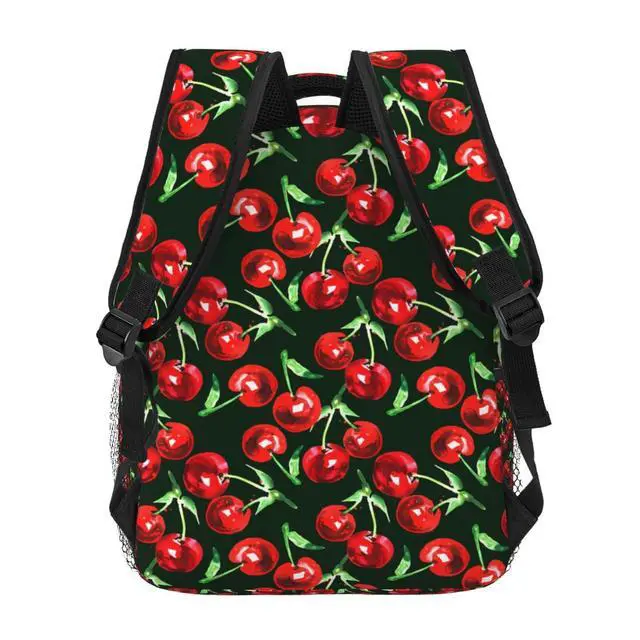 Alt view image 4 of 5 - UEQIKI Cherry Watercolor Lightweight Travel Backpack With Zipped Front Pocket Printed Laptop Bag Fashion Casual Daypack For Work, Hiking, Camping Unisex