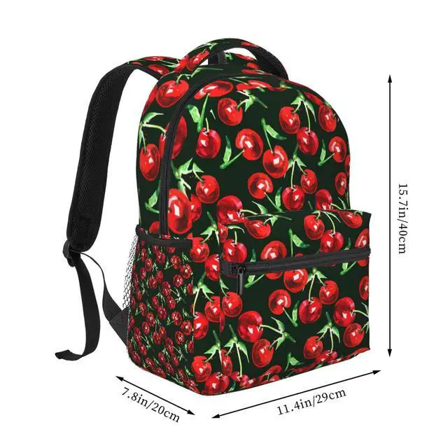 Alt view image 3 of 5 - UEQIKI Cherry Watercolor Lightweight Travel Backpack With Zipped Front Pocket Printed Laptop Bag Fashion Casual Daypack For Work, Hiking, Camping Unisex