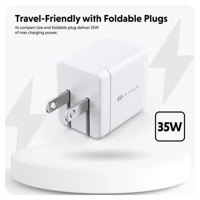 Alt view image 5 of 5 - Hyper Juice 35W USB C Charger Block GaN Charger. Dual Port Fast Charger USB C GaN Charger for iPhone, iPad, MacBook. Compact & Portable 35W USB C Charger for 2 Devices.