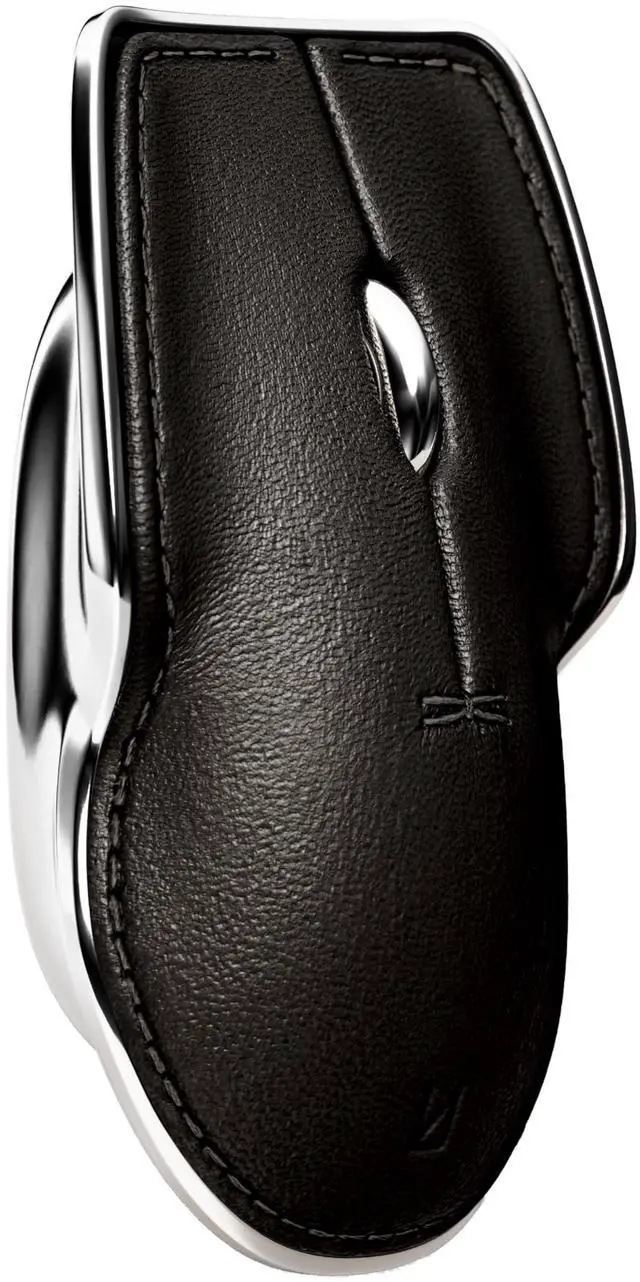 Main image of LUNAR ARTEFACTS Ambidextrous Rechargeable Bluetooth Wireless Computer Mouse Black French Leather and Aluminum, Qi Enabled USB-C