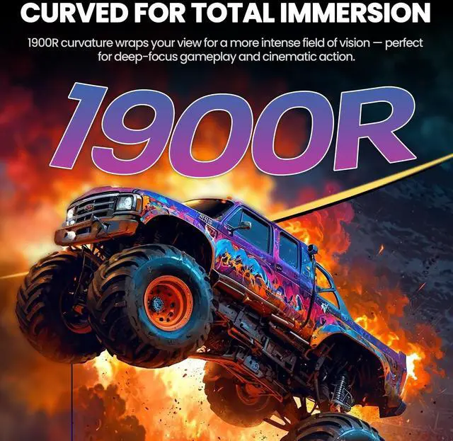 Alt view image 5 of 5 - CRUA 34" Curved Gaming Monitor, IPS WQHD(3440x1440P) 120Hz 1900R 21:9 UltraWide PC Display, 130% sRGB, AMD FreeSync, Blue Light Filter, HDMI/DP Ports, Wall Mountable Installs Black