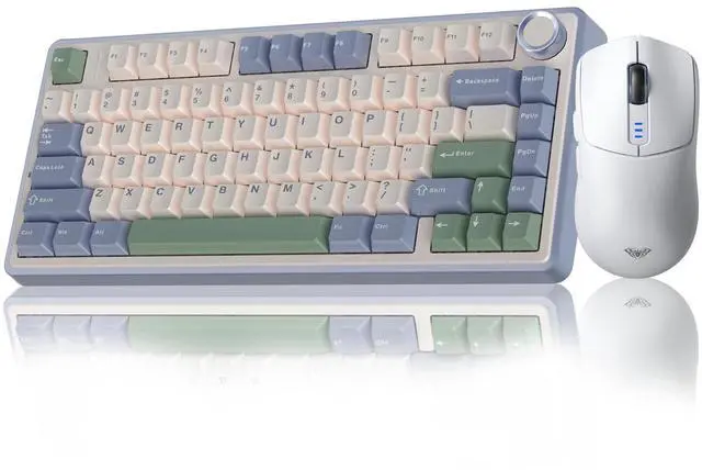 Main image of AULA Wireless Keyboard and Mouse Combo, F75 75% Mechanical Keyboards, Gasket Hot Swappable Custom Keyboard+SC580 Wireless Gaming Mouse White