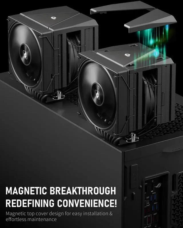 Alt view image 3 of 5 - upHere CPU Cooler Air,Dual Tower Cooler with 120mm PWM Fan,8 Heat Pipes for Intel LGA 1851/1700/2011/2066/115X,AM5/AM4/AM3,Black,UE2 Elite K8