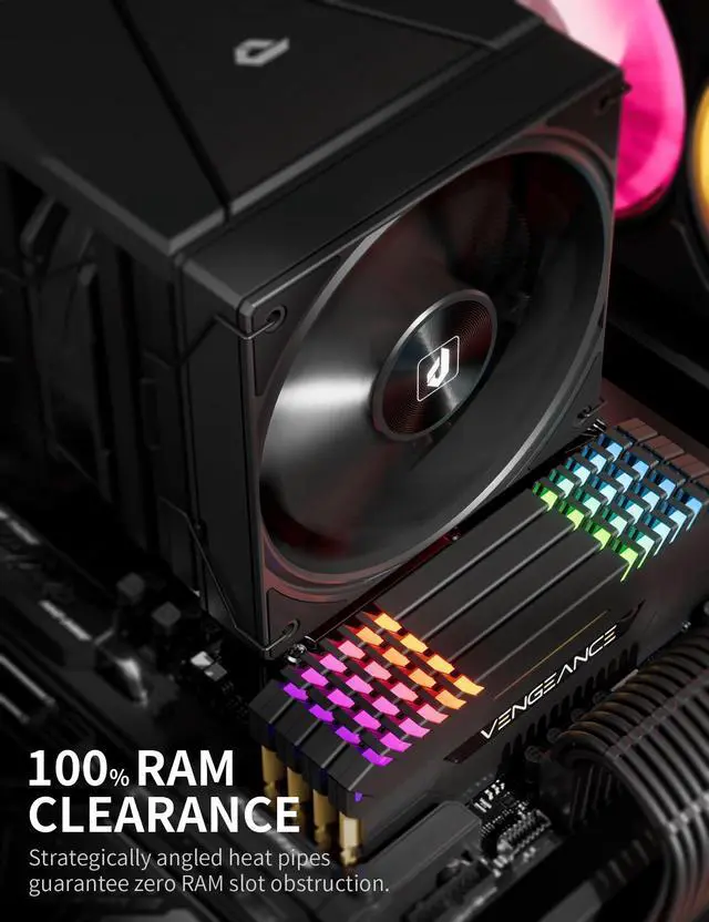 Alt view image 4 of 5 - upHere CPU Cooler Air,Dual Tower Cooler with 120mm PWM Fan,8 Heat Pipes for Intel LGA 1851/1700/2011/2066/115X,AM5/AM4/AM3,Black,UE2 Elite K8