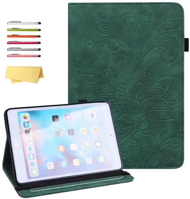 Main image of UUcovers Fire HD 10 Case 9th/7th/5th Generation (2019/2017/2015) with Pencil Holder [Auto Sleep/Wake] Elastic Band Pocket Multi-Angle Stand Magnetic Folio PU Leather Shockproof Cover, Green Flower