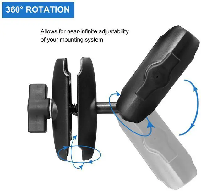 Alt view image 5 of 5 - WINDFRD Aluminum 2-in-1 Double Socket Arm with 1" Ball, Compatible with RAM Mount, iBolt 1 inch/B Size / 25mm Ball Accessories, 360 Degree Rotation, Adjustable Dual Mount Arm