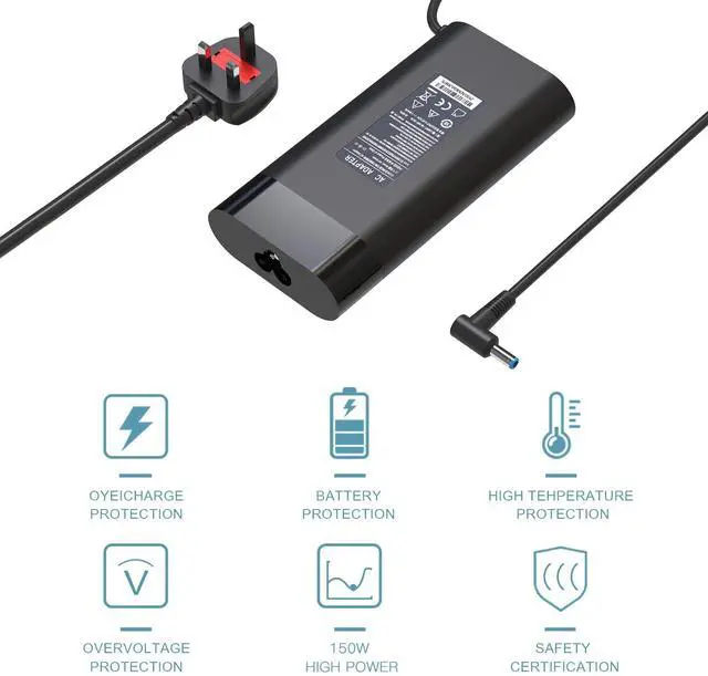 Alt view image 3 of 5 - HotTopStar 135W Laptop Charger Compatible for HP Spectre x360, HP Omen 15 17, HP Pavilion Gaming 15 17 15 ec0013dx 15-ec0751ms, L15534-001 TPN-DA11 TPN-CA13, 19.5V 6.9A AC Adapter, Blue Tip:4.5x3.0mm
