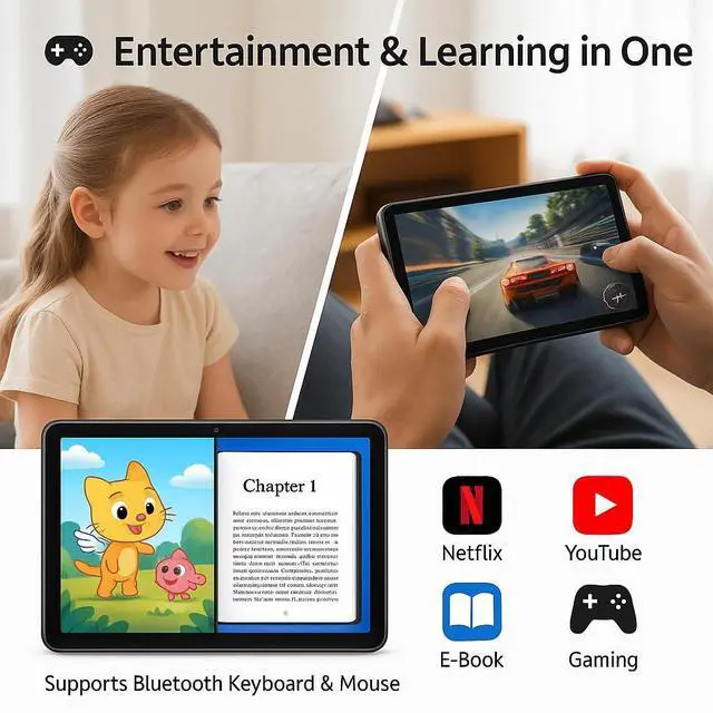 Alt view image 5 of 5 - NOBKLEN 11" Android 15 Tablet with Keyboard & Mouse, Octa-Core T615, 20GB RAM (6+14GB) +128GB, 4G LTE Phablet, 8000mAh Battery, 13MP+5MP Camera, 5G WiFi & Bluetooth 5.0, Case Included