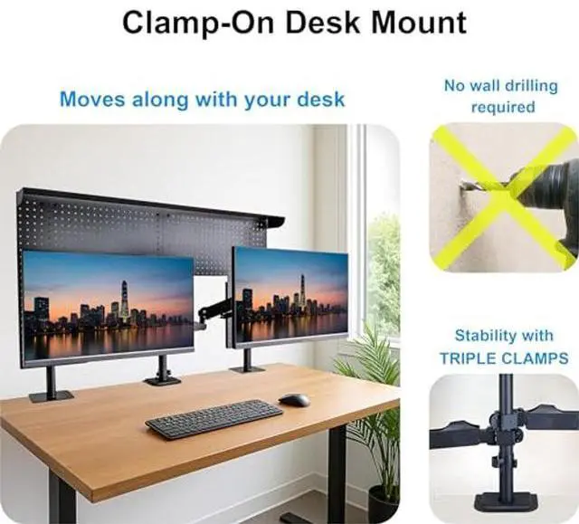 Alt view image 3 of 5 - Arkali Ultra Desk Pegboard with 2 Monitor Stand Mounts, 10-Ways Adjustable, 47 x 31 inch Steel Monitor Stand Pegboard Organizer for Office Desk Parts, Gaming Setup, and Home Workspace Accessories