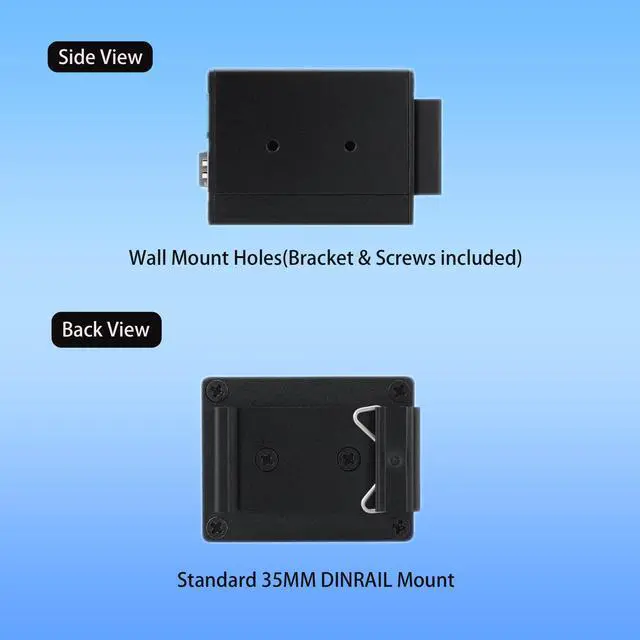 Alt view image 4 of 5 - BinLeeVision 50W Industrial Mini Ethernet PoE+ Injector, 2 Ports Gigabit PoE+ Switch,High PoE+ 40W Each Port,IEEE802.3at/802.3af Compliant,Plug & Play, Wall Mount & Din Rail Mount(40W)