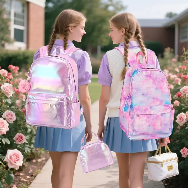 Alt view image 2 of 5 - Kidoomeeloo Girls Backpack School Backpacks for Girl Teens Girls Backpack with Lunch Box 16inch Laptop Backpacks for Elementary Middle School Bag Bookbag