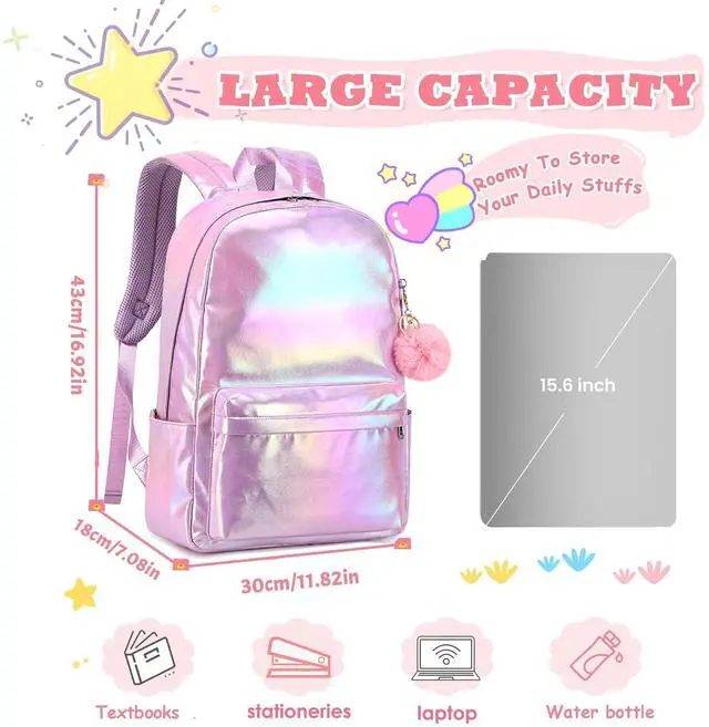 Alt view image 3 of 5 - Kidoomeeloo Girls Backpack School Backpacks for Girl Teens Girls Backpack with Lunch Box 16inch Laptop Backpacks for Elementary Middle School Bag Bookbag