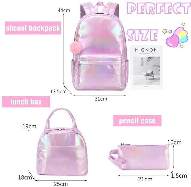 Alt view image 5 of 5 - Kidoomeeloo Girls Backpack School Backpacks for Girl Teens Girls Backpack with Lunch Box 16inch Laptop Backpacks for Elementary Middle School Bag Bookbag