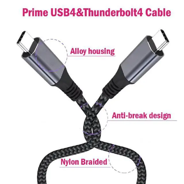 Alt view image 5 of 5 - USB4 Thunderbolt 4 Cable 40Gbps 8K Video and 240W Charging Full-Featured USB C Cable Compatible with Thunderbolt 3 for MacBook Pro iPad Galaxy S22 Mac Mini M1 External SSD eGpu (1.2m)