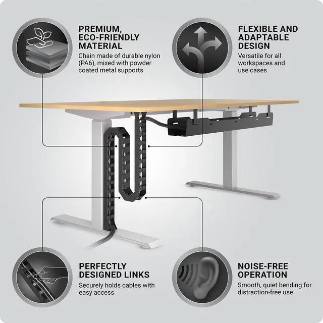 Alt view image 5 of 5 - Ultimate Setup Under Desk Cable Management Vertebrae - Perfect for Sit Stand Desk - Wire Management - Adjustable Length - Flexible Cable Spine - Black, 133 cm