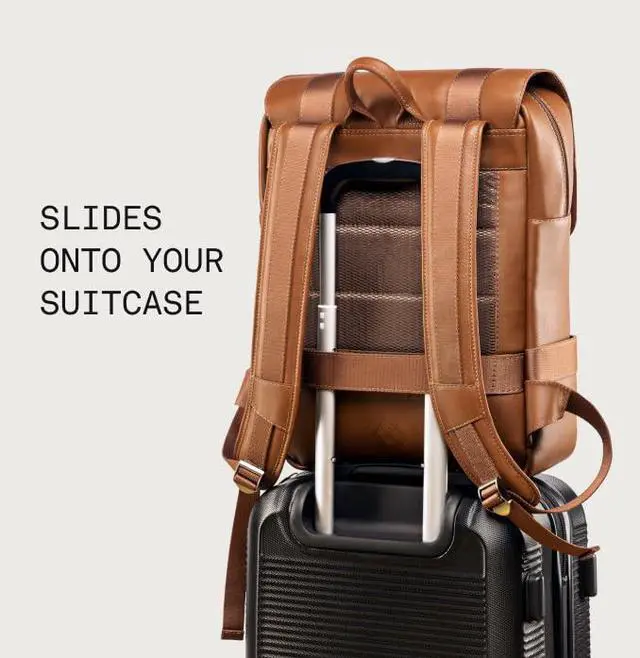 Alt view image 3 of 5 - Nordweg Leather Laptop Backpack Dolomites NW101  Full-Grain 15.6 Bag for Work, Travel & School  Stylish, 21L Capacity - Caramel