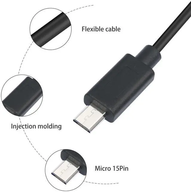Alt view image 4 of 5 - HUALEU 2Pack 1FT USB Micro 15pin to Right Angle 3.5mm timecode Cable;Camera timecode Cable for Sony FX3 FX-30 A7M3 A7M4 A7S2 A7S3