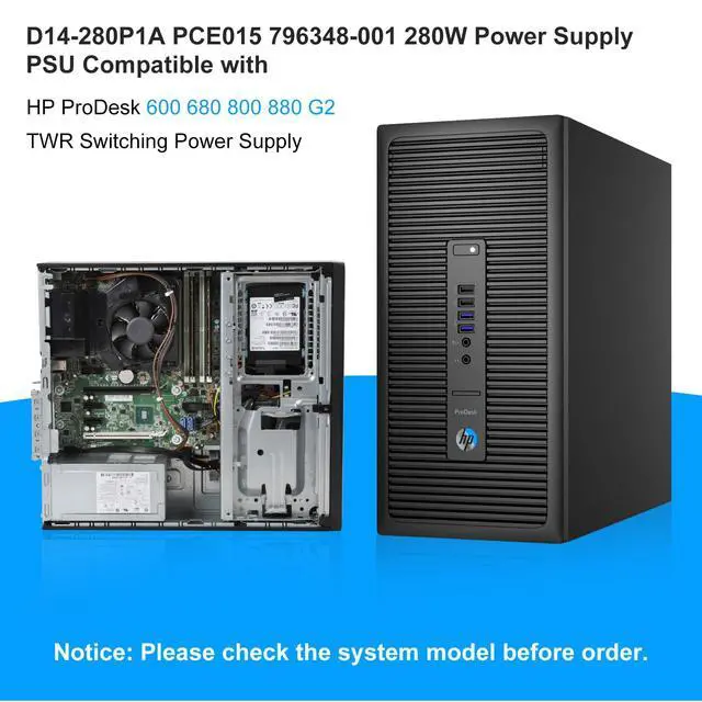 Alt view image 3 of 5 - Upgraded PCE015 796348-001 280W Power Supply 796418-001 PSU Compatible with HP Desktop 600 680 800 880 G2 TWR Switching Power Supply,D14-280P1A DPS-280AB-5A PS-4281-1HA M5R36PA PCE016 Power Supply
