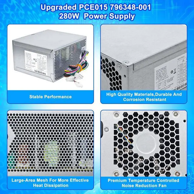 Alt view image 4 of 5 - Upgraded PCE015 796348-001 280W Power Supply 796418-001 PSU Compatible with HP Desktop 600 680 800 880 G2 TWR Switching Power Supply,D14-280P1A DPS-280AB-5A PS-4281-1HA M5R36PA PCE016 Power Supply