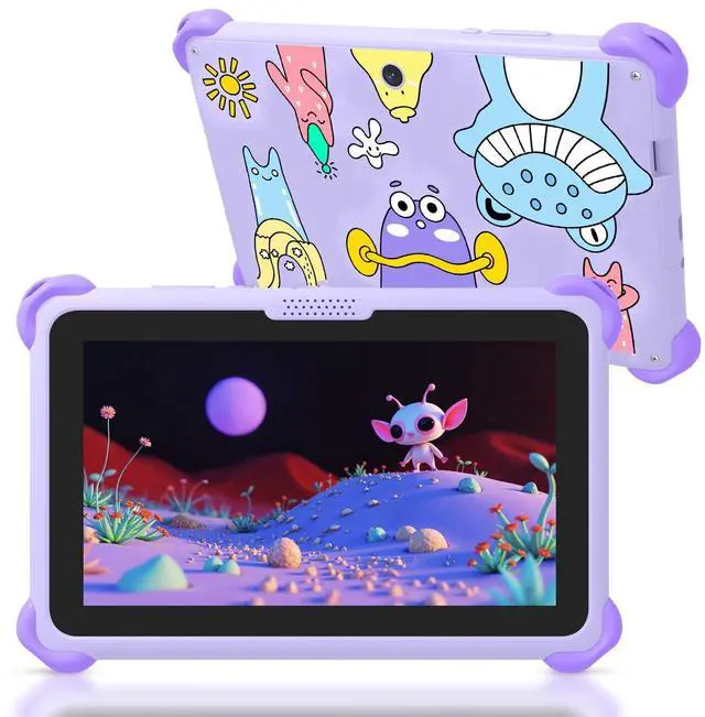 Main image of okulaku Kids Tablet 7 inch Tablets for Kids 32GB Toddler Tablet with Protective Case Child Learning Tablets with WiFi, Parental Control, GMS, Preinstalled Educational Contents for Girls Boys (Purple)