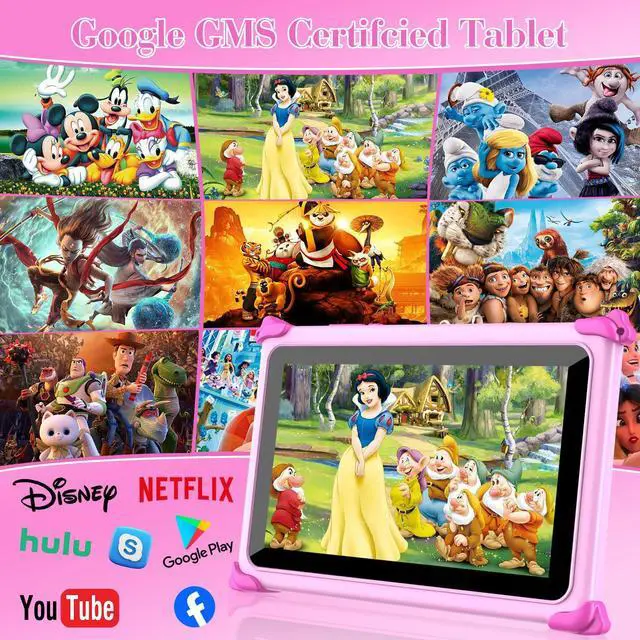 Alt view image 3 of 5 - Kids Tablet 7 inch Tablets for Kids 3-7 32GB Toddler Tablet with Stand Case, IPS Touch Screen, Parental Control, WiFi, GMS, YouTube Educational Baby Child Learning Tablets for Boys Girls (Pink)