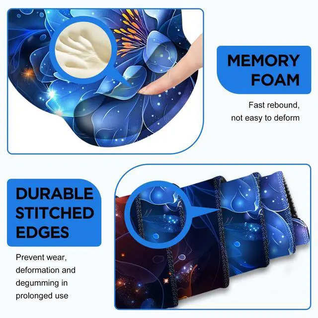 Alt view image 4 of 4 - AIMSA Desk Mat Set, Large Gaming Mouse Pad with Wrist Rest, Ergonomic Mouse Pad and Keyboard Mat Wrist Support for Home Office Desk Accessories Decor -Fire and Ice Flower