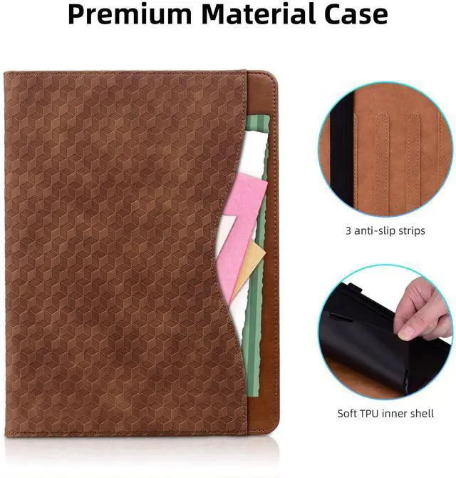 Alt view image 4 of 5 - Varohix Case for Samsung Galaxy Tab S10 Fe Plus 13.1" 2025, PU Leather Folio Business Protective, Multi-Angle Viewing Stand with Front Pocket, Hand Strap for Galaxy S10 FE+ Brown