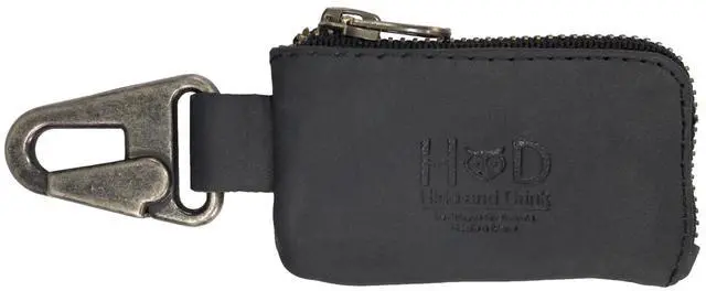 Main image of Hide & Drink, Car Key Holder with Keyring, Headphone & Charging Cables, Cash Zipper Case with Clasp, Full Grain Leather, Handmade, Charcoal Black