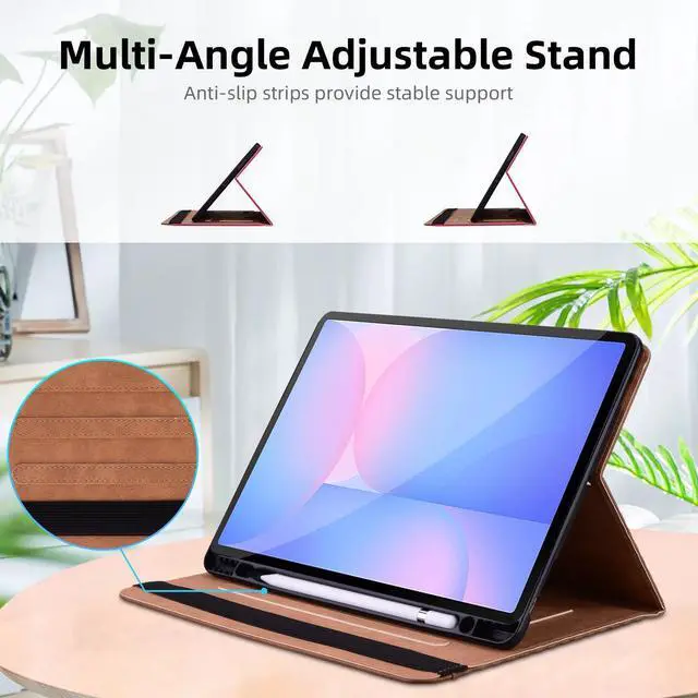 Alt view image 5 of 5 - Varohix Case for Samsung Galaxy Tab S10 Fe Plus 13.1" 2025, PU Leather Folio Business Protective, Multi-Angle Viewing Stand with Front Pocket, Hand Strap for Galaxy S10 FE+ Brown