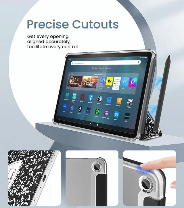 Alt view image 5 of 5 - MoKo Case Fits Amazon Kindle Fire Max 11 Tablet (13th Gen, 2023 Release) 11" - Slim PU Leather Trifold Stand Cover for Fire 11 Tablet Frosted Hard Back Shell with Auto Wake/Sleep, Black Notebook