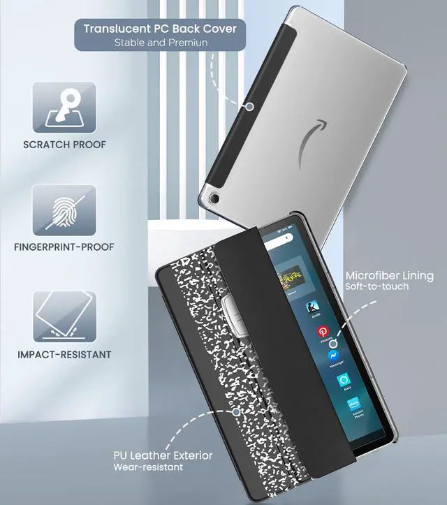 Alt view image 3 of 5 - MoKo Case Fits Amazon Kindle Fire Max 11 Tablet (13th Gen, 2023 Release) 11" - Slim PU Leather Trifold Stand Cover for Fire 11 Tablet Frosted Hard Back Shell with Auto Wake/Sleep, Black Notebook