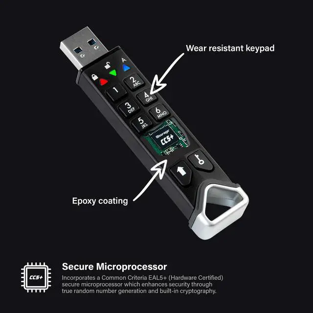 Alt view image 4 of 5 - iStorage datAshur PRO2 128 GB | Secure Flash Drive | FIPS 140-2 Level 3 Certified | Password protected | Dust/Water-Resistant