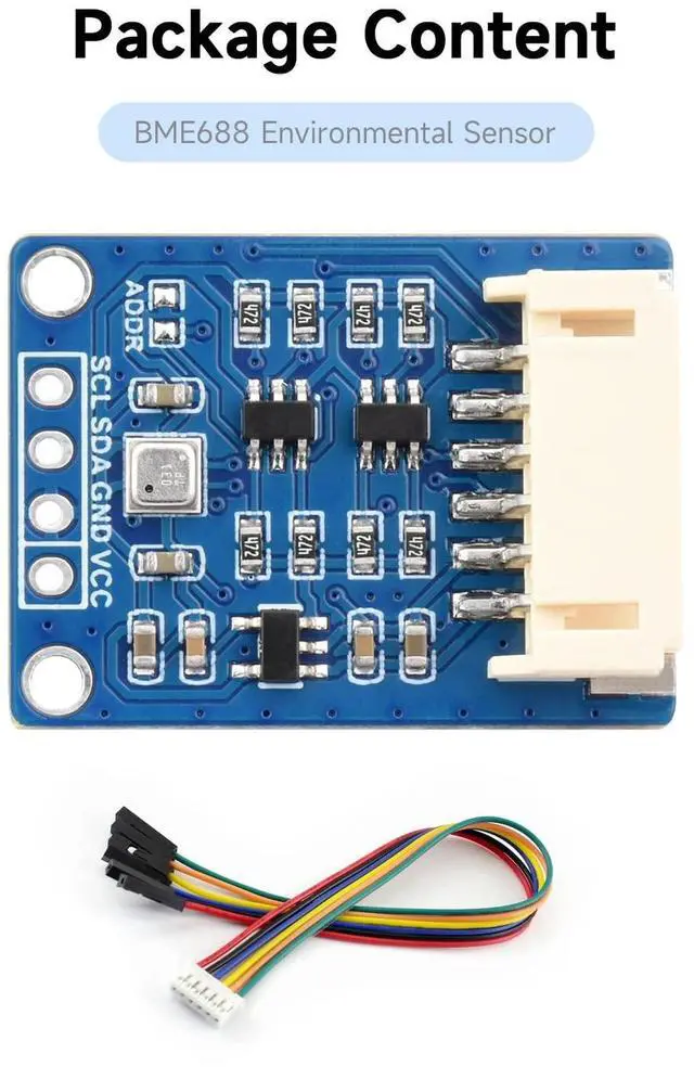 Alt view image 2 of 5 - Waveshare BME688 Environmental Sensor, Compatible with Raspberry Pi 5/4B/3B/Zero/Zero W/Zero 2W/Pico/Pico W/Pico WH, Supports Temperature/Humidity/Barometric Pressure/Gas Detection