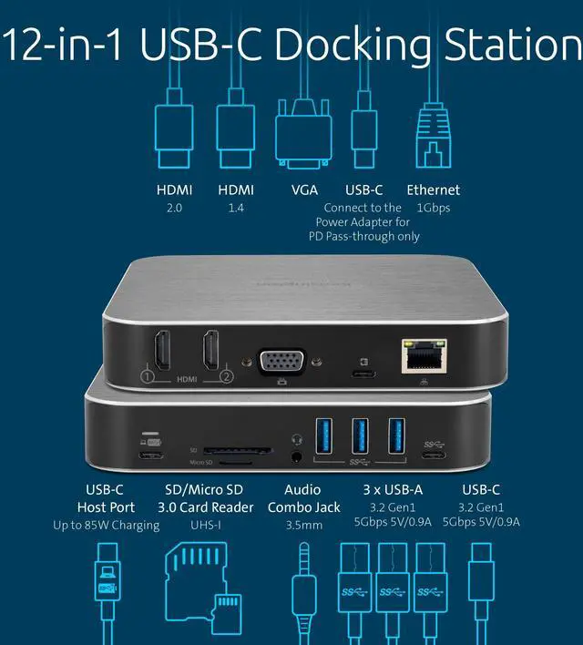 Alt view image 2 of 5 - Kensington AD220S3 Dual Display Dock for Any MacBook M1/M2/M3/M4 (Software Driver Download Required); 85W Passthrough Charging (K31343WW)