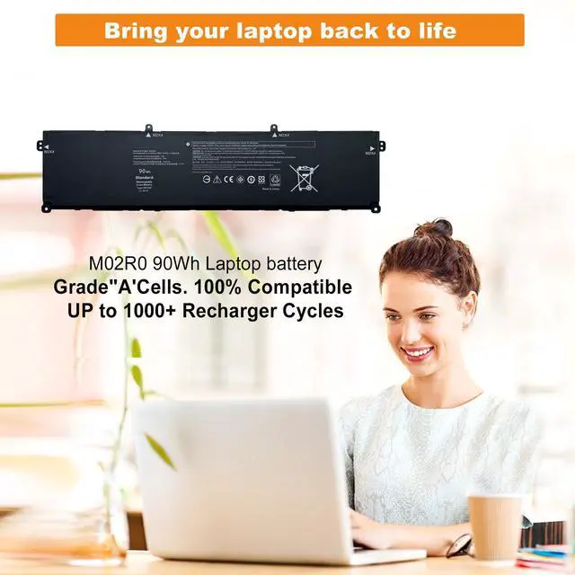 Alt view image 2 of 5 - BOWEIRUI 90Wh 6-Cell M02R0 HP26N Laptop Battery Replacement for Alienware x16 R1 R2 Serie M02R0 MO2R0 HP26N 0MRWR6 11.55V 7792mAh 6-Cell