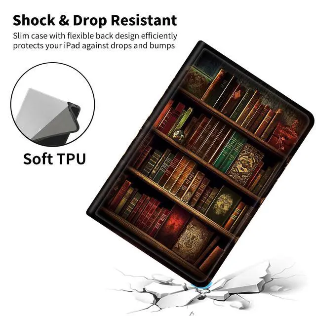 Alt view image 2 of 5 - Case for Amazon Kindle Fire Max 11 Tablet (13th Generation, 2023 Release) 11", Slim PU Leather Stand Cover with Auto Wake/Sleep for All-New Fire 11 Max Tablet,Vintage Bookshelf