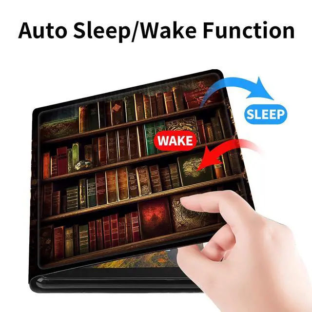 Alt view image 4 of 5 - Case for Amazon Kindle Fire Max 11 Tablet (13th Generation, 2023 Release) 11", Slim PU Leather Stand Cover with Auto Wake/Sleep for All-New Fire 11 Max Tablet,Vintage Bookshelf