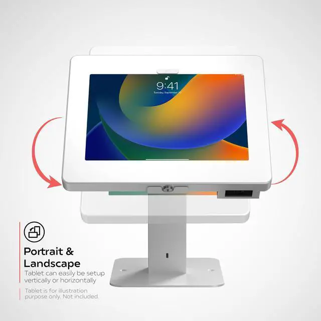 Alt view image 3 of 5 - CTA Digital Sleek Rotating POS Desk Mount with Security Enclosure and Barcode Scanner for iPad 10th Gen A16, iPad Air 11" M3 & M2, Pro 11", Galaxy Tab A7 & More - White (PAD-RSDMPW2D)