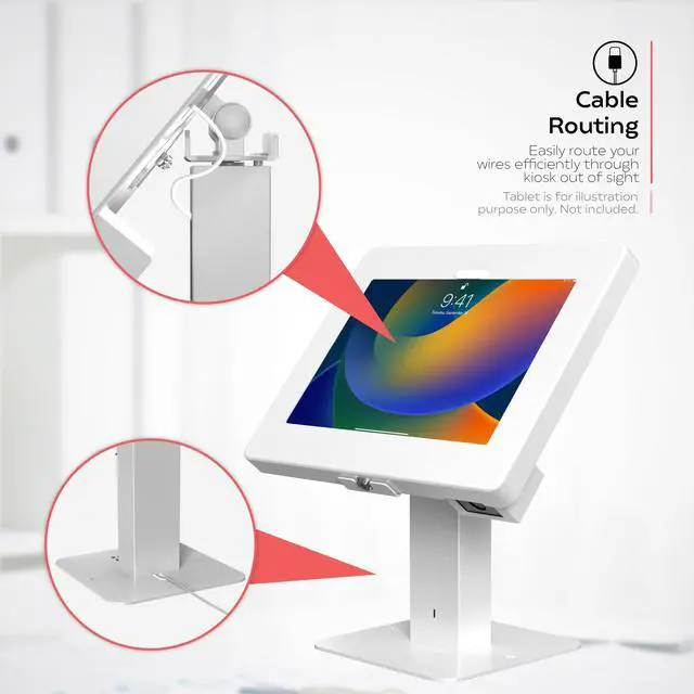 Alt view image 4 of 5 - CTA Digital Sleek Rotating POS Desk Mount with Security Enclosure and Barcode Scanner for iPad 10th Gen A16, iPad Air 11" M3 & M2, Pro 11", Galaxy Tab A7 & More - White (PAD-RSDMPW2D)