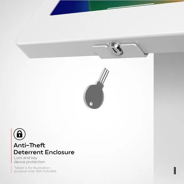 Alt view image 5 of 5 - CTA Digital Sleek Rotating POS Desk Mount with Security Enclosure and Barcode Scanner for iPad 10th Gen A16, iPad Air 11" M3 & M2, Pro 11", Galaxy Tab A7 & More - White (PAD-RSDMPW2D)