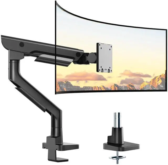 Main image of monTEK Sleek Aluminum Monitor Arm for 1757 Ultrawide Screens up to 59 lbs, Heavy Duty Single Monitor Arm Desk Mount, Pneumatic Lift, Quick-Release Plate, Clamp/Grommet, Max VESA 100x100
