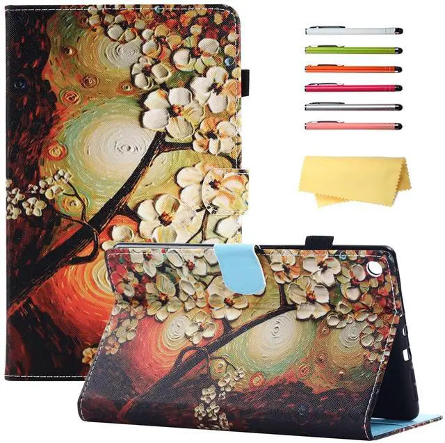 Main image of UUcovers 8" Kindle Fire HD 8 Tablet 8th/7th/6th Generation Case 2018/2017/2016 with Pencil Cards Holder Folio Stand [Auto Wake/Sleep] Magnetic Smart PU Leather TPU Shockproof Cover, Watercolor Flower