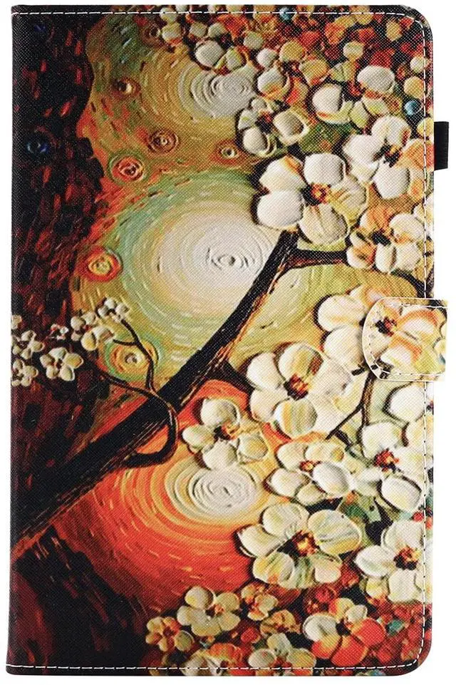 Alt view image 3 of 5 - UUcovers 8" Kindle Fire HD 8 Tablet 8th/7th/6th Generation Case 2018/2017/2016 with Pencil Cards Holder Folio Stand [Auto Wake/Sleep] Magnetic Smart PU Leather TPU Shockproof Cover, Watercolor Flower