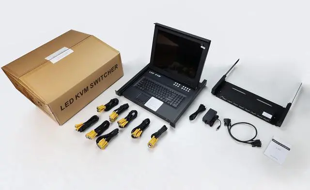 Alt view image 3 of 5 - MT-VIKI 17'' LCD KVM Console 8 Port VGA + 1U Server Rack Shelf 19" Rack Mount