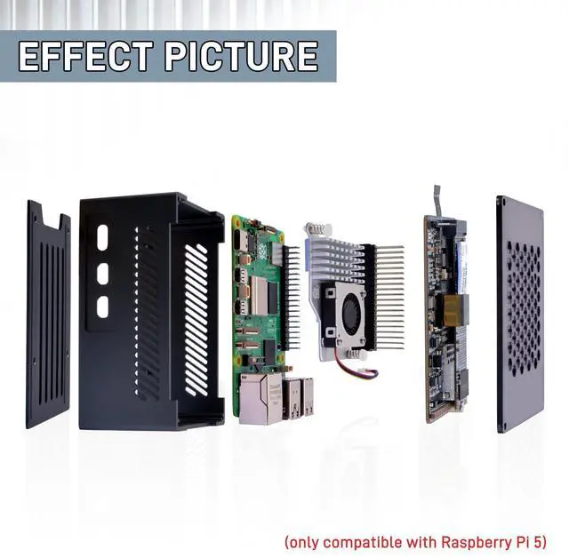 Alt view image 5 of 5 - GeeekPi P33 M.2 NVME M-Key PoE+ Hat with Official Pi 5 Active Cooler and Aluminum Case for Raspberry Pi 5, Support M.2 NVMe SSDs 2230/2242/2260/2280