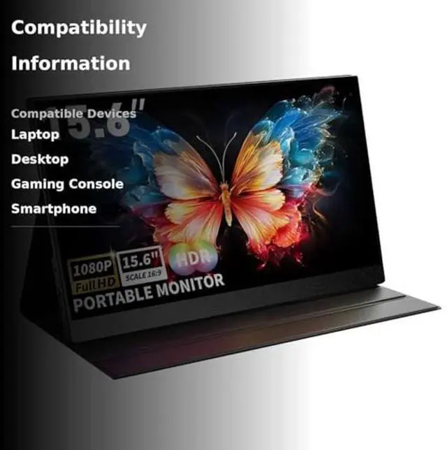 Alt view image 3 of 5 - ReHisk Portable Monitor 15.6" 1080P FHD USB-C HDMI Computer Display with Smart Cover and Dual Speakers, Travel Monitor for Laptop Mac PC Phone PS4/5 Xbox Switch