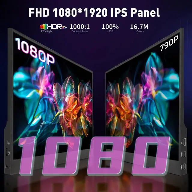 Alt view image 4 of 5 - ReHisk Portable Monitor 15.6" 1080P FHD USB-C HDMI Computer Display with Smart Cover and Dual Speakers, Travel Monitor for Laptop Mac PC Phone PS4/5 Xbox Switch