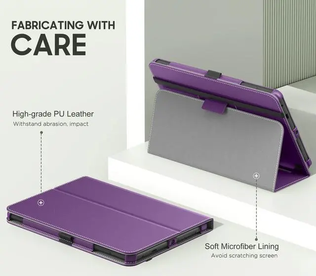 Alt view image 3 of 5 - MoKo Case Fits All-New Amazon Kindle Fire HD 8 & 8 Plus Tablet (12th Generation/10th Generation, 2024/2022/2020 Release) 8",Slim Folding Stand Cover with Auto Wake/Sleep, Purple